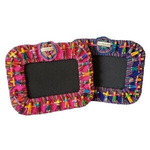 Trouble Worry Doll Picture Frame Lot 2 Handmade Tiny Guatemala Photo Frame Mini